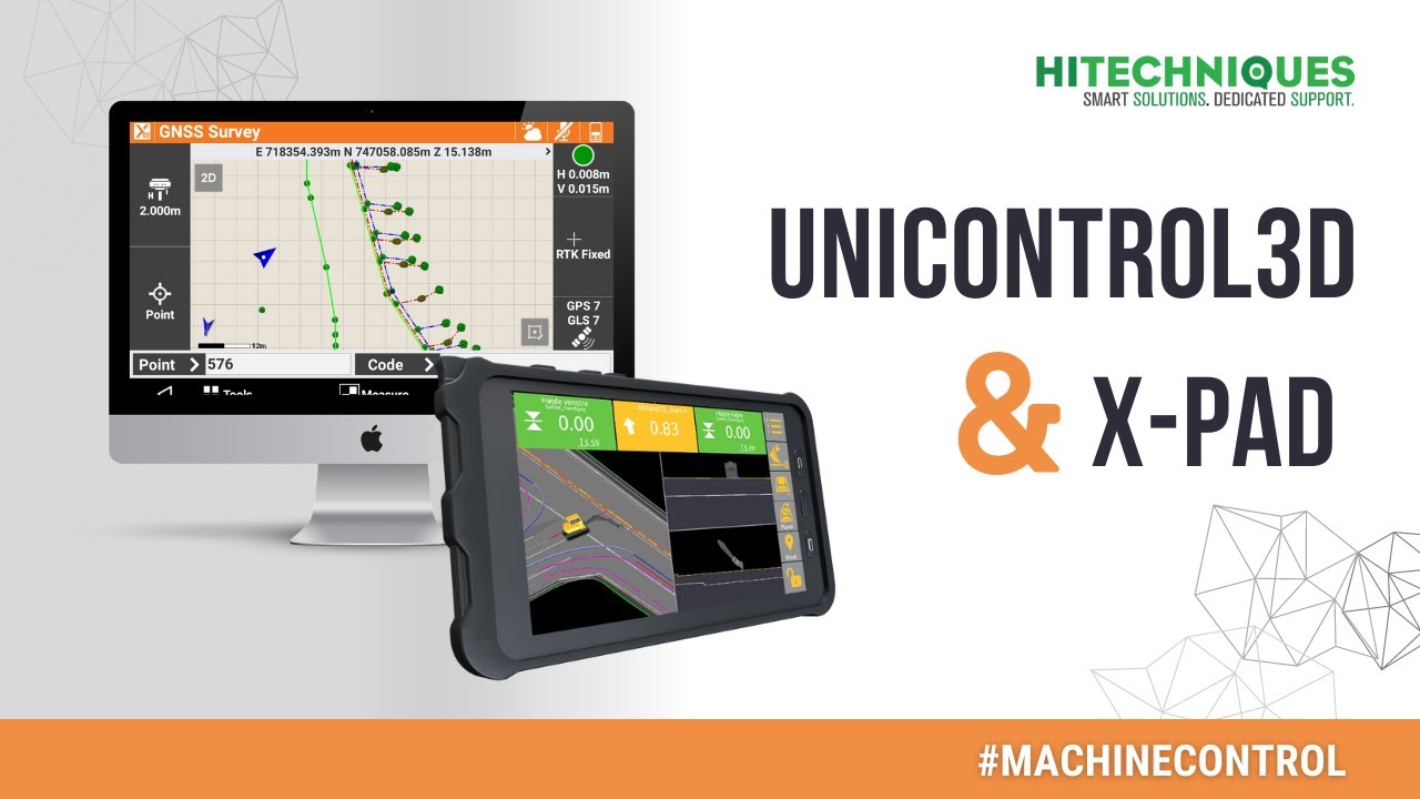 Combining Unicontrol3D #machinecontrol system and X PAD #surveying software