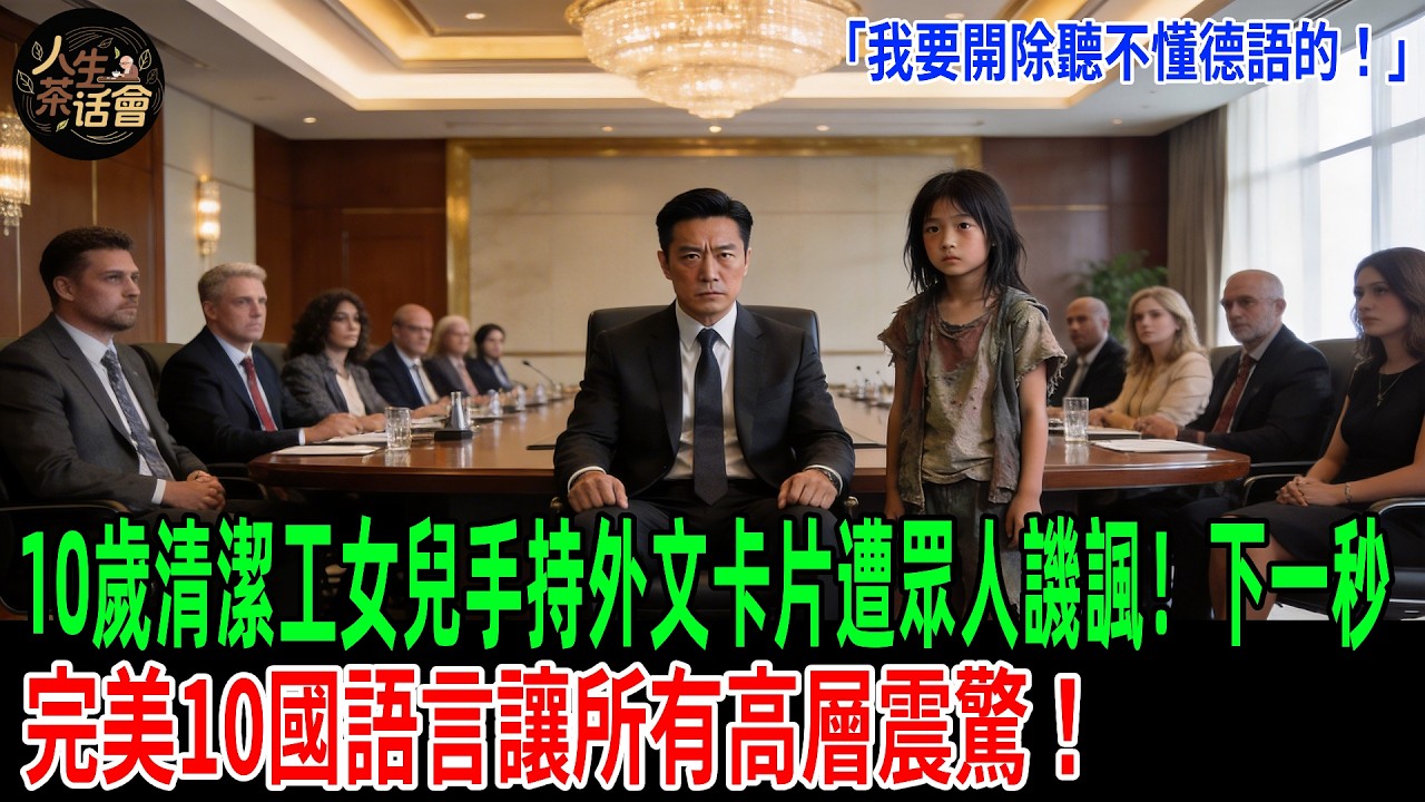 10歲清潔工女兒手持外文卡片遭眾人譏諷！下一秒完美10國語言讓所有高層震驚！總裁當場作出一個令人震驚的決定...【人生茶話會】#情感故事 #老年生活 #人生感悟#感人壹幕 #故事分享 #故事#原創