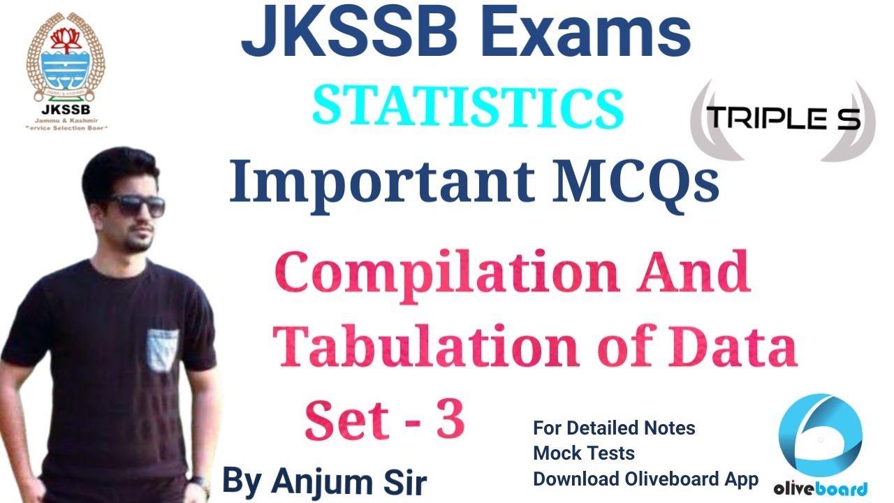 Set 3 : Compilation and Tabulation of Data || Important MCQs for JKSSB Exams by Anjum Sir
