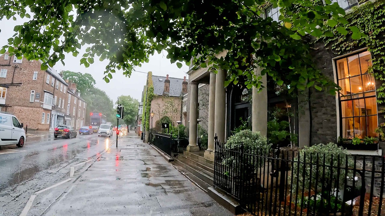 Heavy Rain | ASMR Walk | York England UK 4K