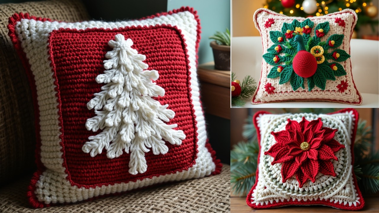 Hermosas ideas de cojines navideños en crochet para hacer y compartir es ¡Navidad! 