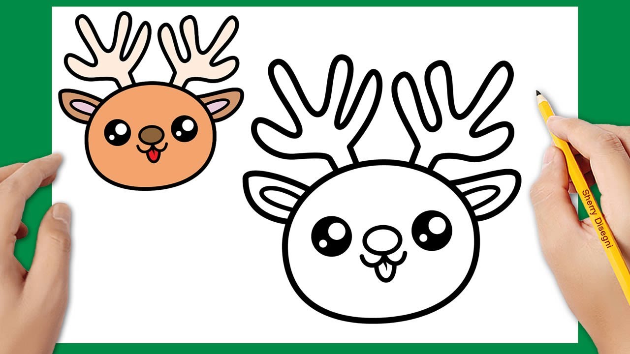 Come disegnare una renna kawaii | Disegno di Natale