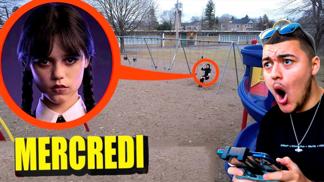 MON DRONE A FILMÉ MERCREDI ADDAMS DANS UN PARC HANTÉ ! La Famille Addams Toboggan Parc de Jeux !
