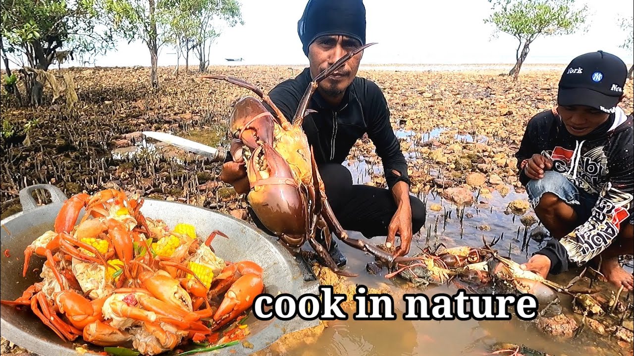 olahan kepiting fresh hasil tangkapan | langsung masak di alam