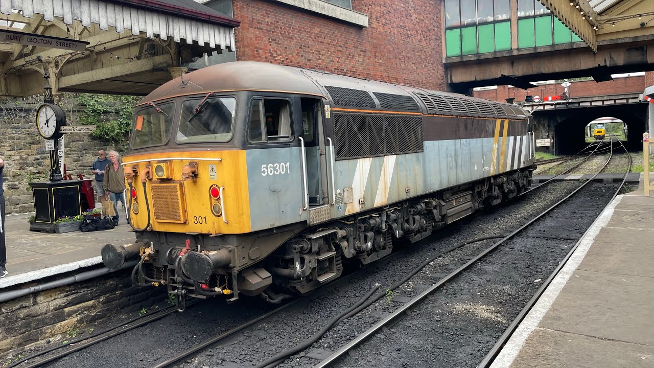 Class 56301 buffers up to the rear of a train at Bury Bolton Street - ELR Autumn Diesel Gala 2023