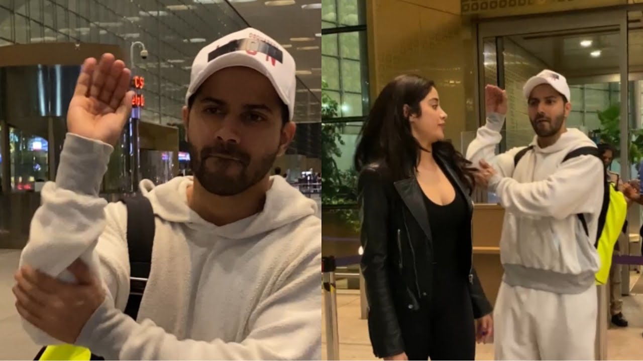 Varun Dhawan and Janhvi Kapoor Spotted At Airport