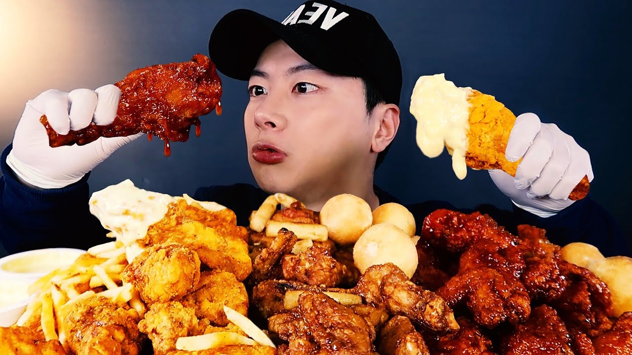 SUB) Острый жареный цыпленок против сыра жареная курица! MUKBANG!