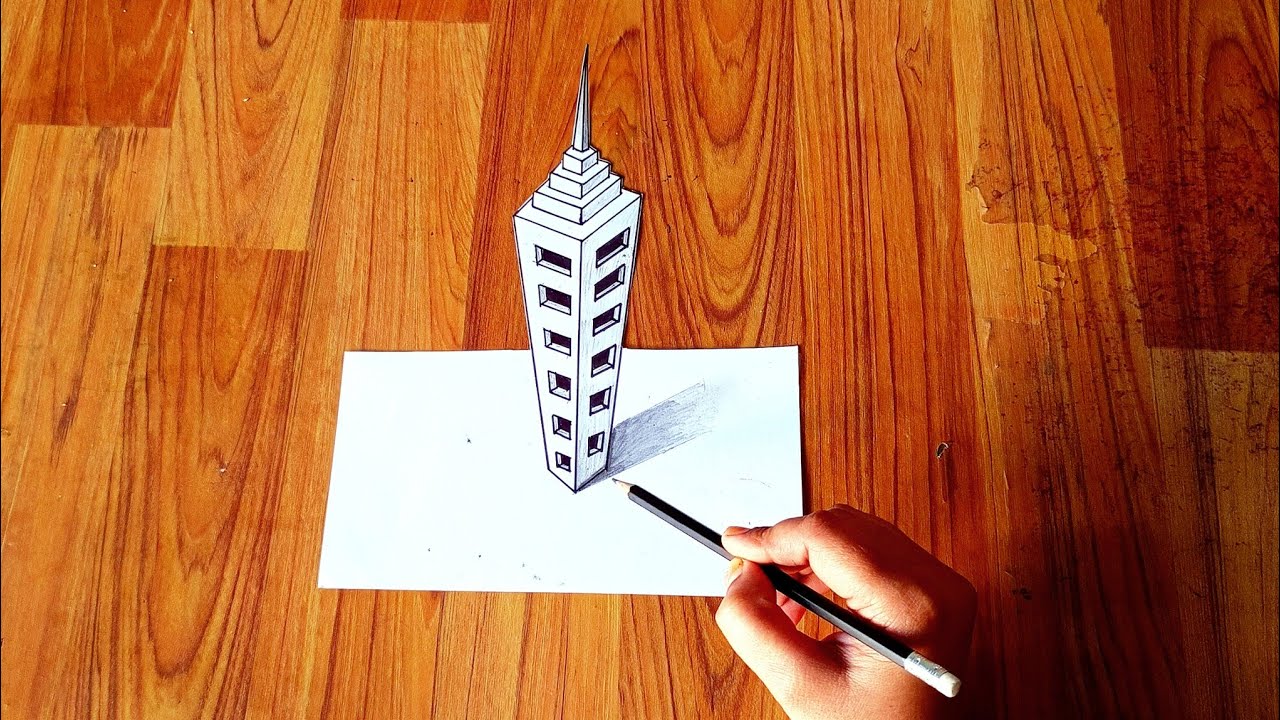 3d optical illusion drawing on paper - How to draw 3d - Easy 3d drawing ideas trick