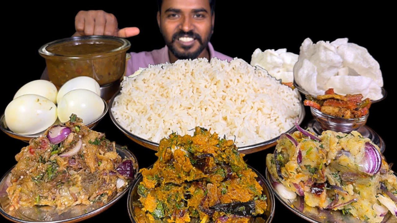 Eating Baingan Bharta Kaddu Bharta Aloo Bharta with Masoor Dal Chawal | Boiled Egg & Mix Achar Asmr 