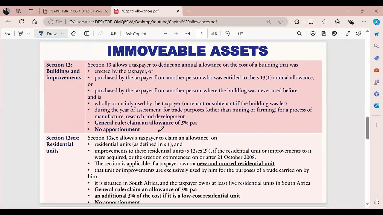 Capital allowances summary
