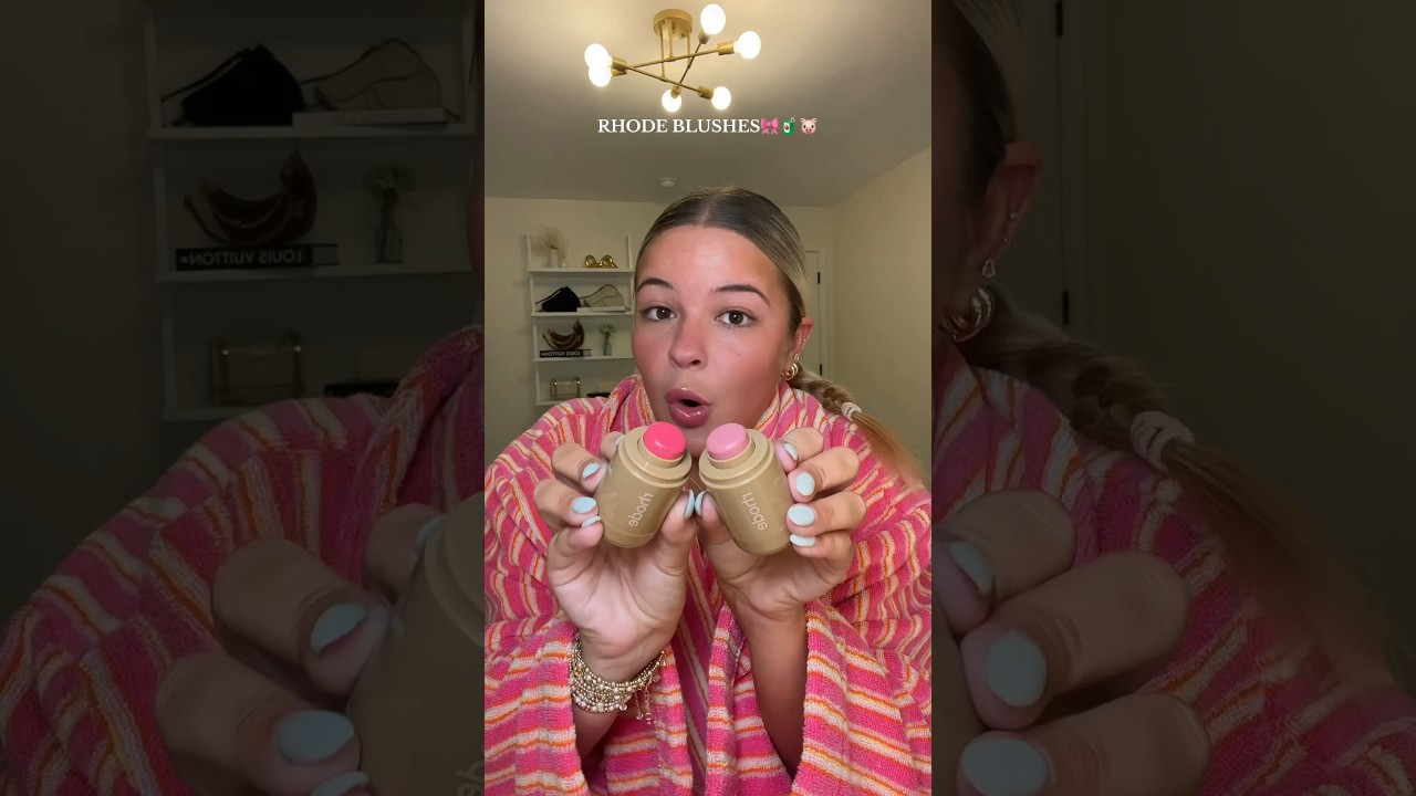 it was time to test them👏🏼🐷🧃💗 #haileybeiber #rhode #makeup