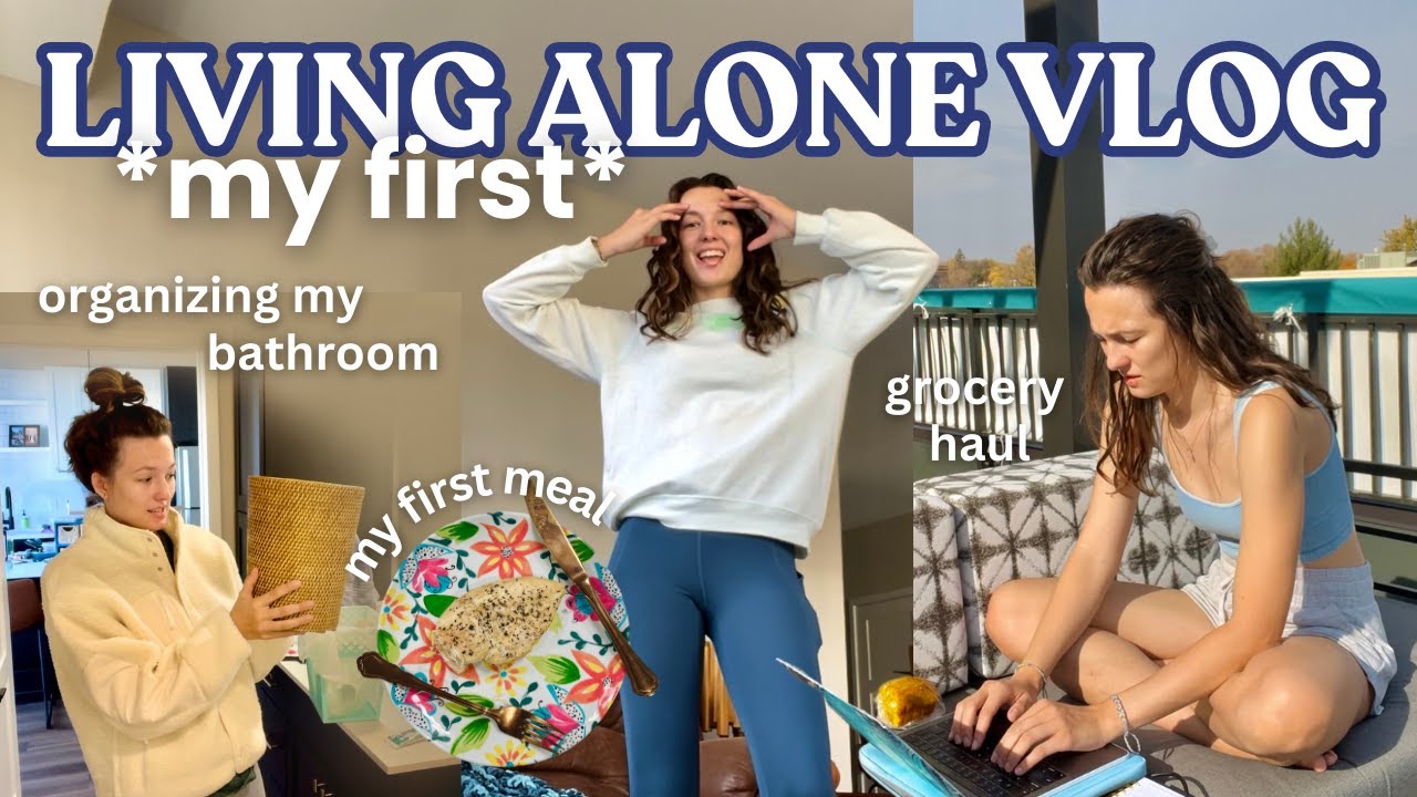 my first living alone vlog: organizing my bathroom, grocery haul, + living in a walkable city