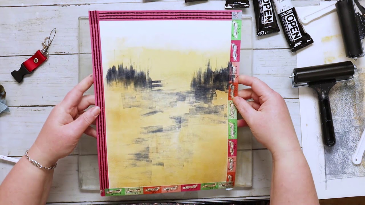 Creating abstract landscapes on a gelatin plate: monotype printing with a gel press