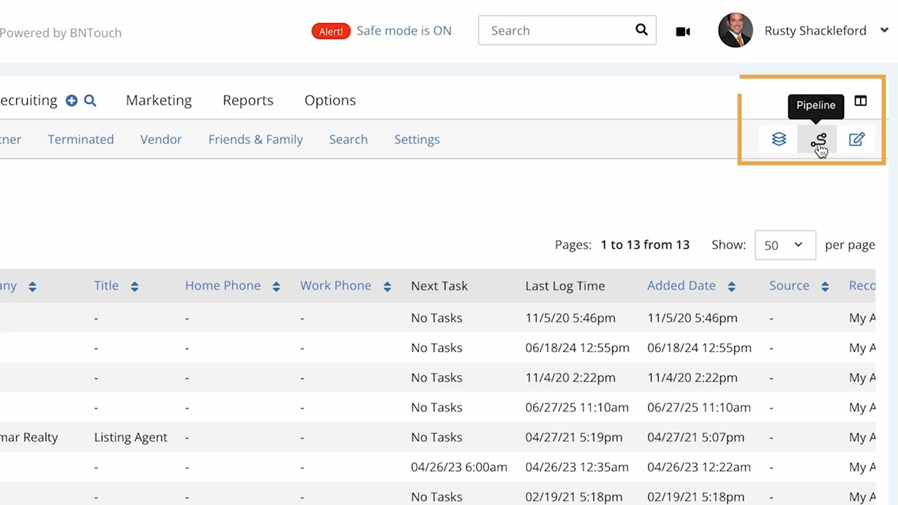 BNTouch View Settings: Customize Pipeline + Pik-a-Search Fields