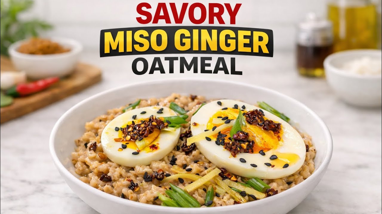 Savory Miso Ginger Oatmeal with Jammy Eggs | Easy Takeout-Style Comfort Food at Home