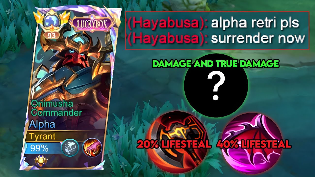 ALPHA UNLIMITED LIFESTEAL AND TRUE DAMAGE BUILD 2024!! 💀(pls try)
