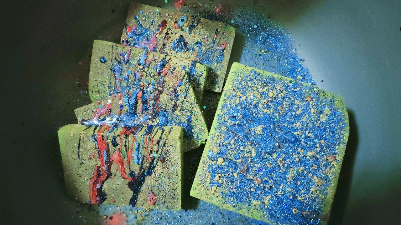 ASMR Glittery FloralFoam Crush Slice&Grid
