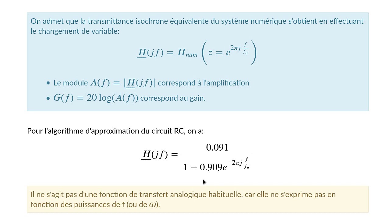 Traitement numérique - Réponse fréquentielle