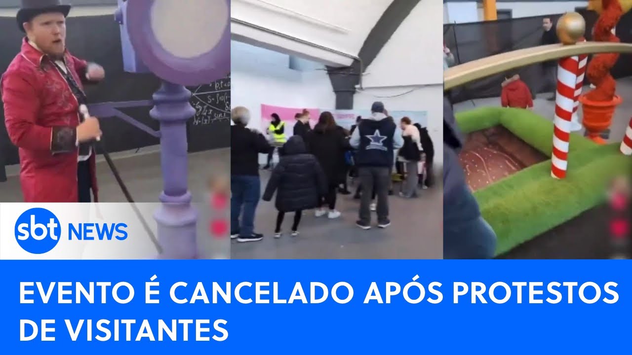 Evento do filme 'Wonka' é alvo de protestos de visitantes|#SBTNewsnaTV(29/02/24)