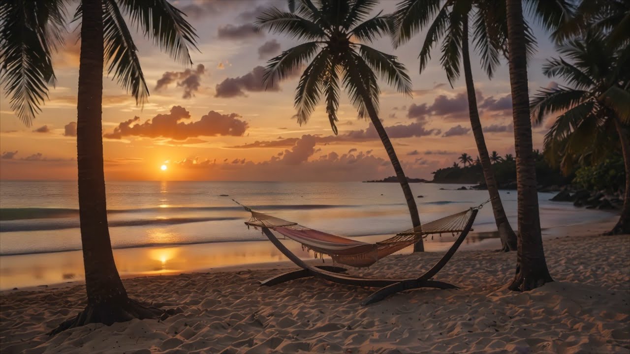 Beach Hammock Serenity 🌴 Gentle Ocean Waves & Swaying Palms | Relax, Sleep, Unwind