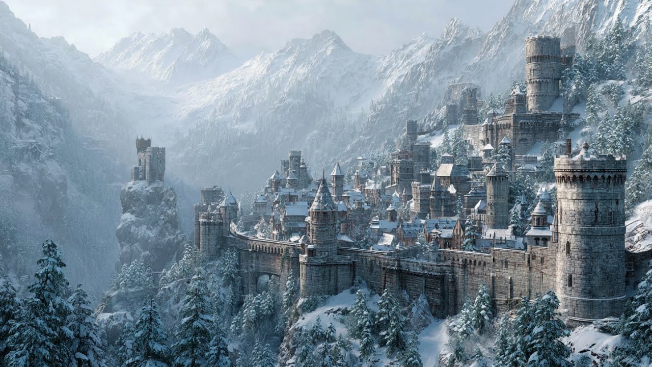 Medieval Celtic Winter Ambience (1 Hour) ❄️ Snowbound Manor & Hearthfire | NO LOOPS