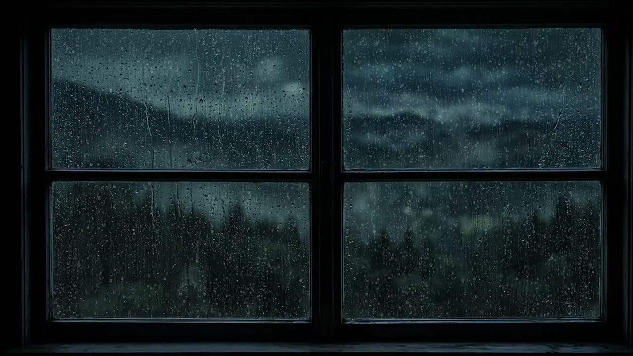 Peaceful Night Rain Sounds & Relaxing Piano Music | Warm Bedroom Space for Sleep, Stress Relief