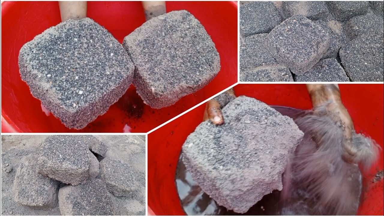 Super crunchy soft Grey 🩶 concrete crumble dry on floor and water 💦💦💦 satisfying sound asmr