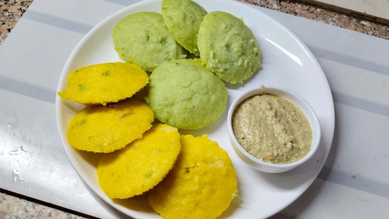 रंगबिरंगी इडली | 1 कप सूजी और मटर और हल्दी से बना Soft नाश्ता  #idli #ytvideos 