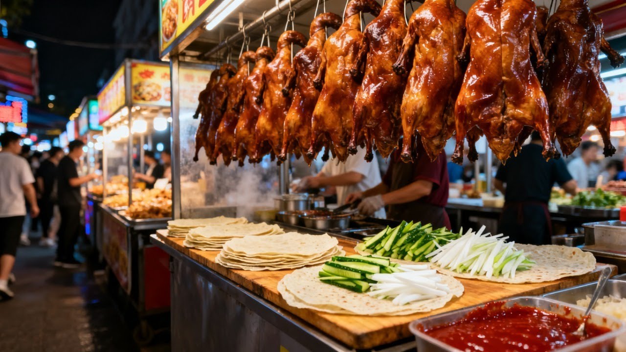 Extremely Yummy！TOP 10 Street Food in Chinese - Peking Duck Roll?