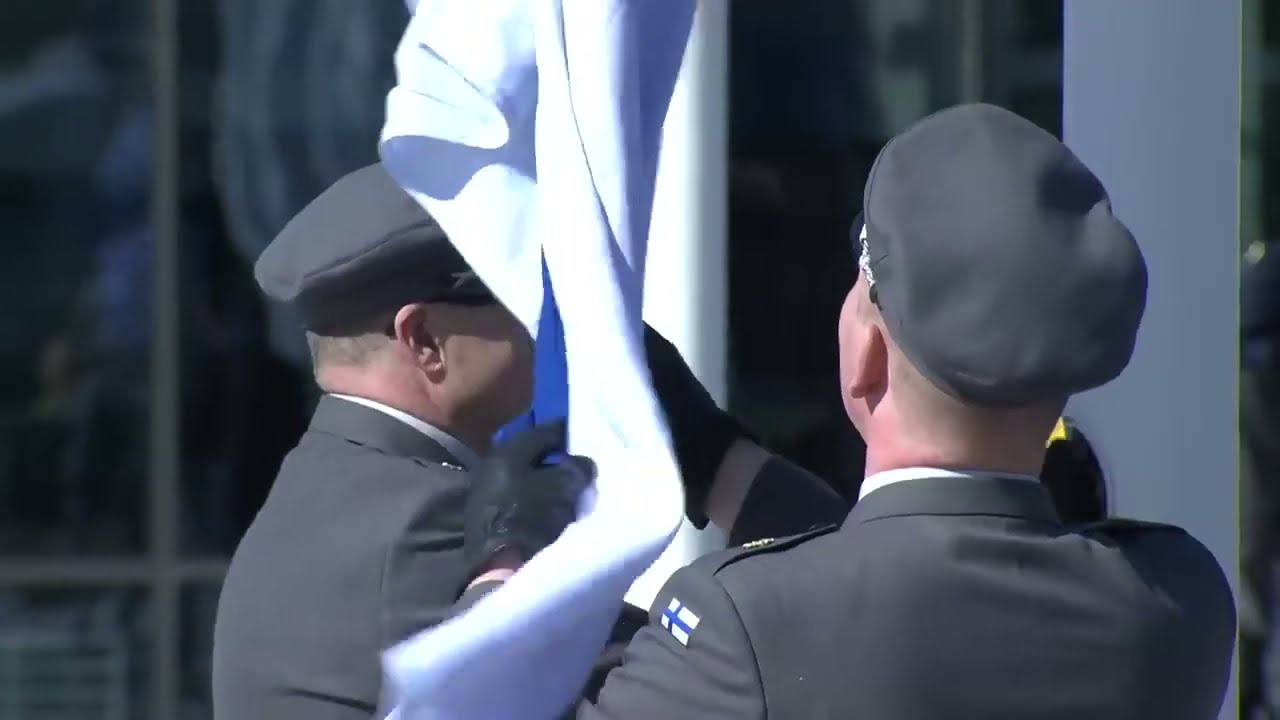 NATO Headquarters: The Flag Raising and National Anthem of the Republic of Finland - April 4, 2023