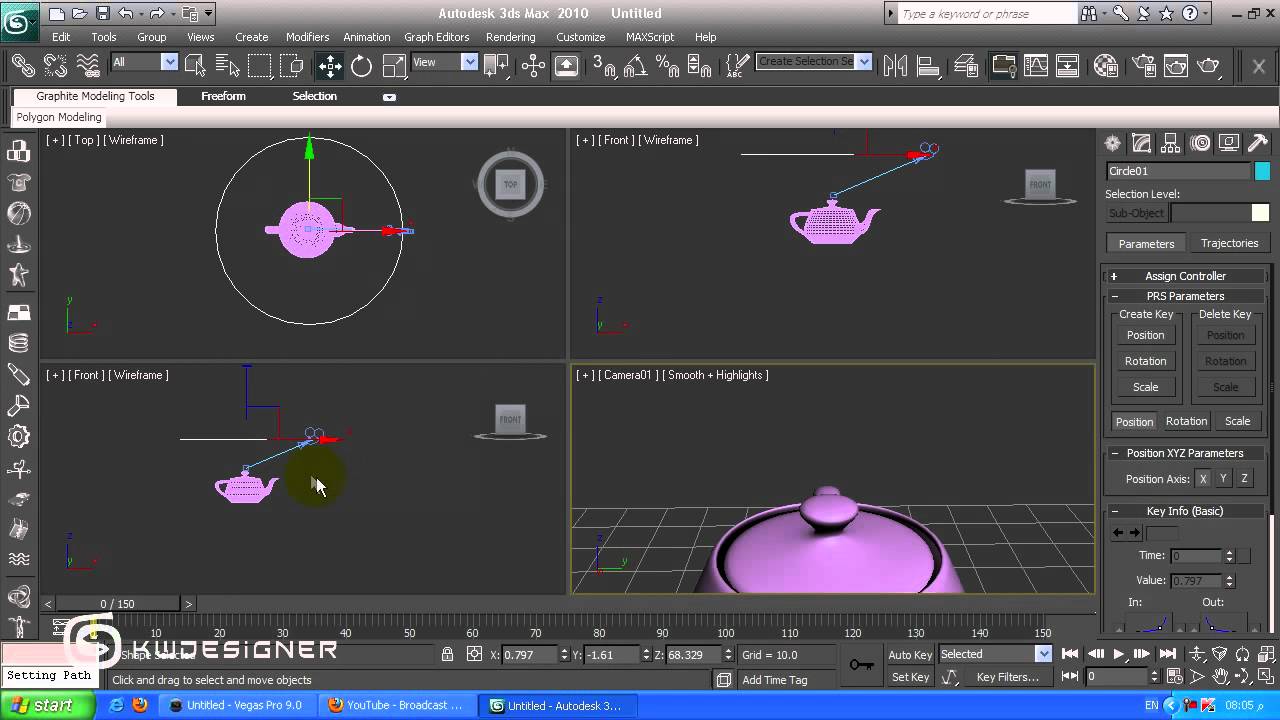 Movie Camera with Path in 3DMax TuT - تحريك الكامرة على مسار