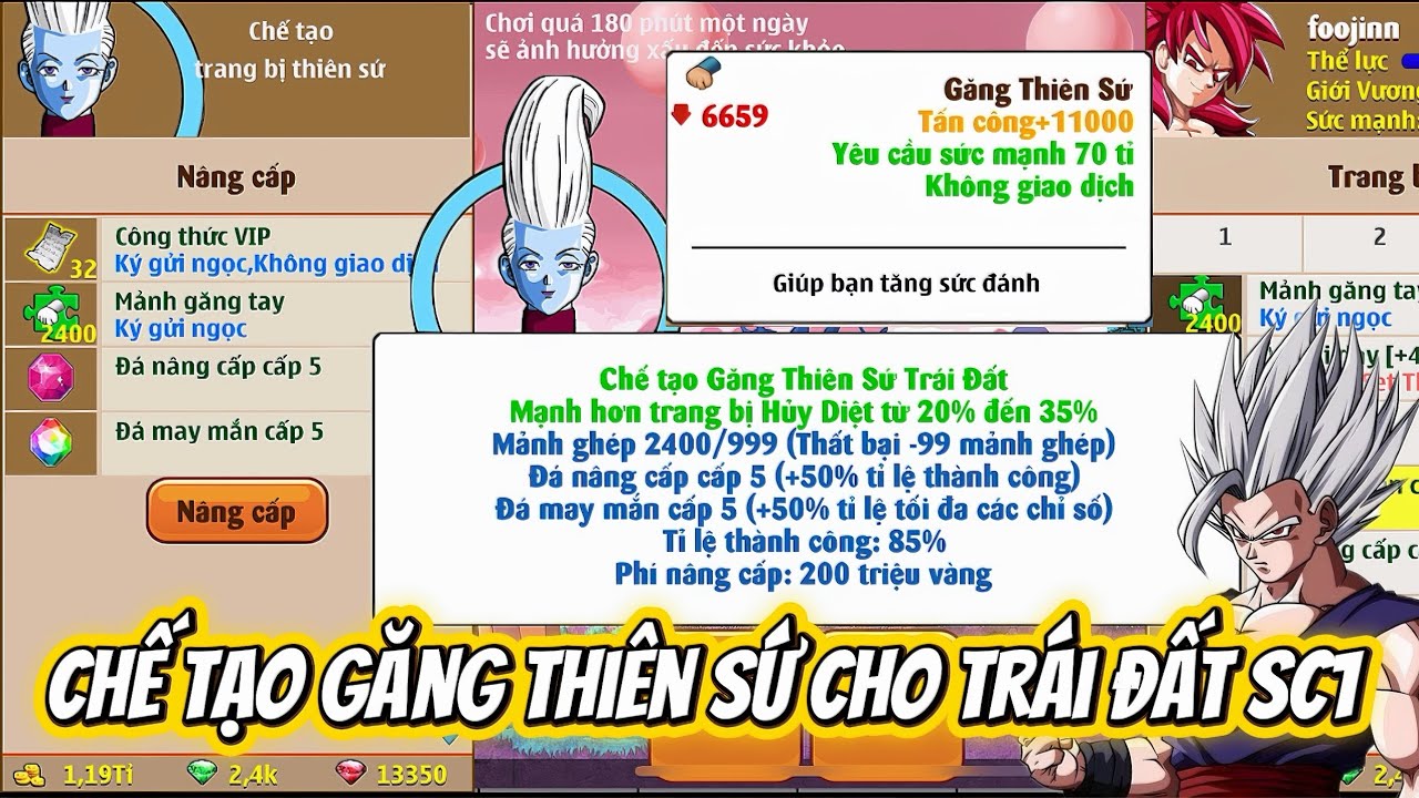 Ngọc Rồng Online - Chế Tạo Găng Thi&ecirc;n Sứ Cho Tr&aacute;i Đất Si&ecirc;u Cấp 1 