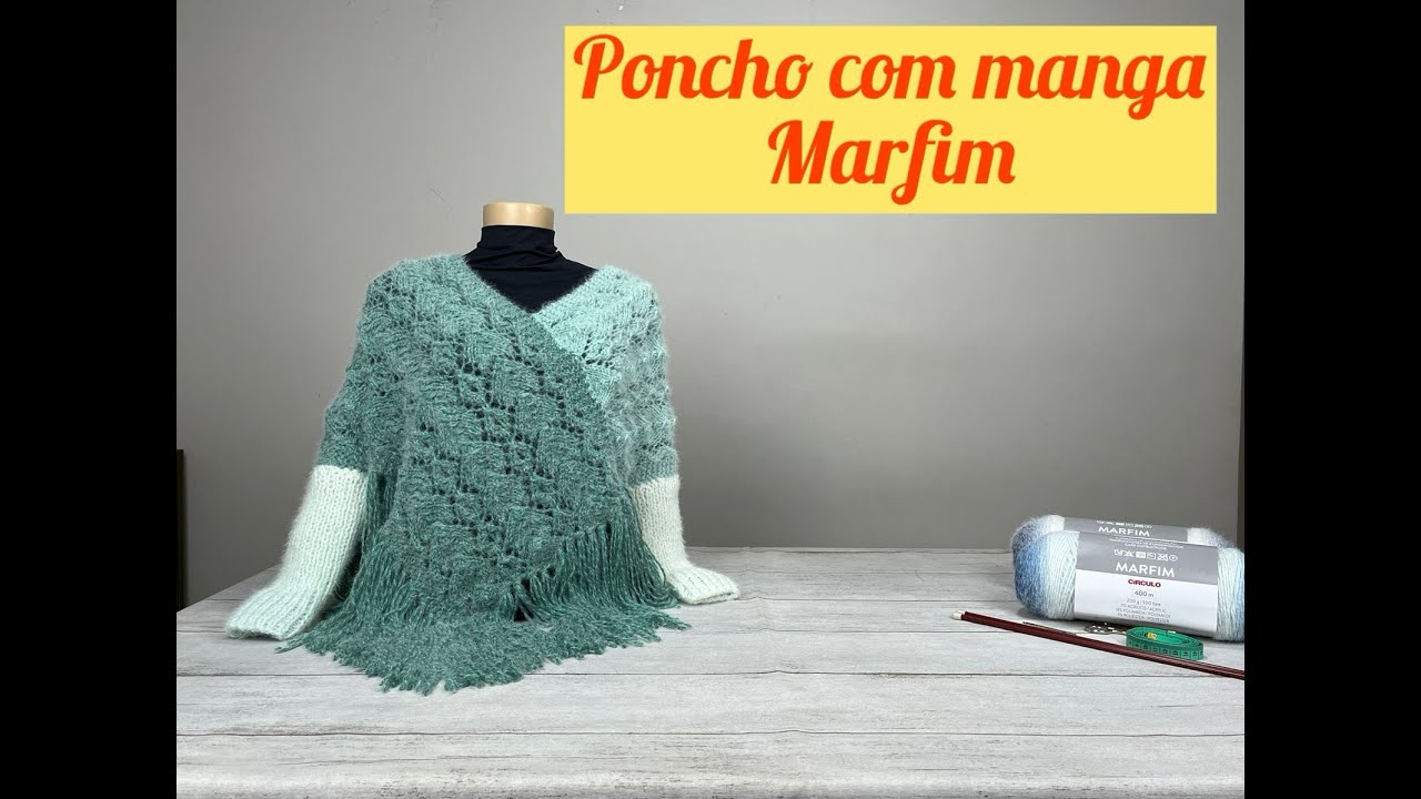 Poncho com Manga Marfim