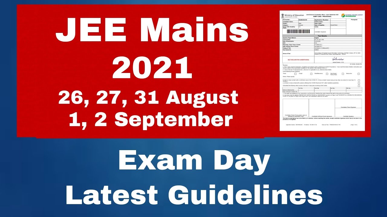 JEE Mains 2021 Exam Admit Card | JEE Mains  Exam Day Guidelines #jeemains2021 #jeemain2021guidelines