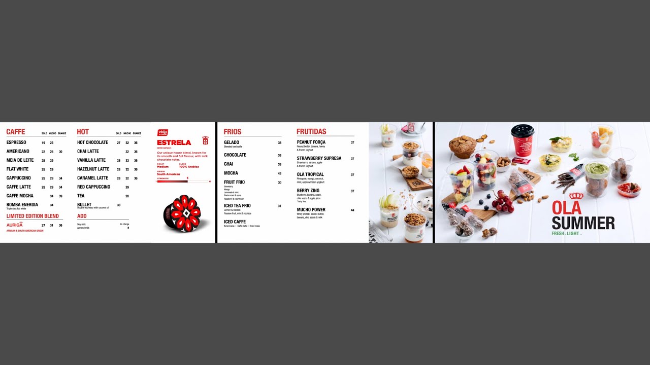 Digital Menu Board Content - Vida e Caffe (3 x Screens)
