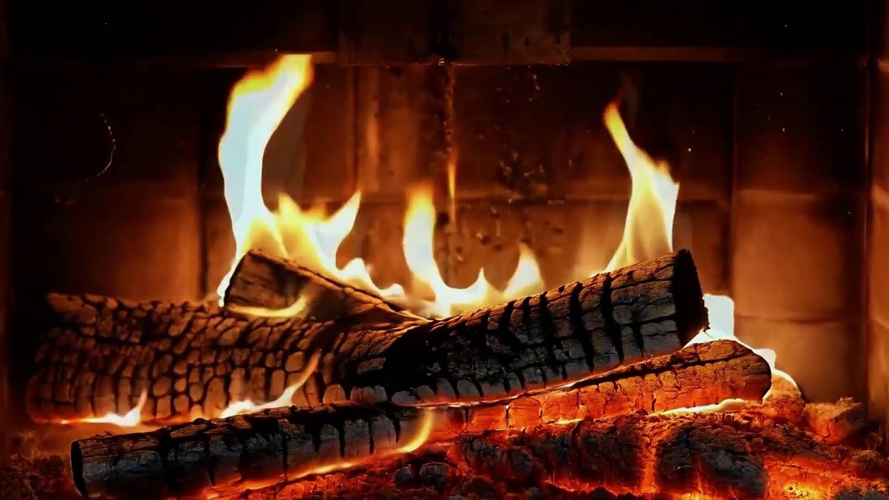 Cozy Fireplace Background with Natural Crackling Fire Sounds for Stress Relief