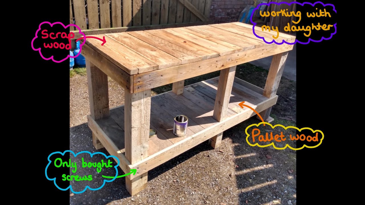 Building a work bench out of scrap wood with my daughter.