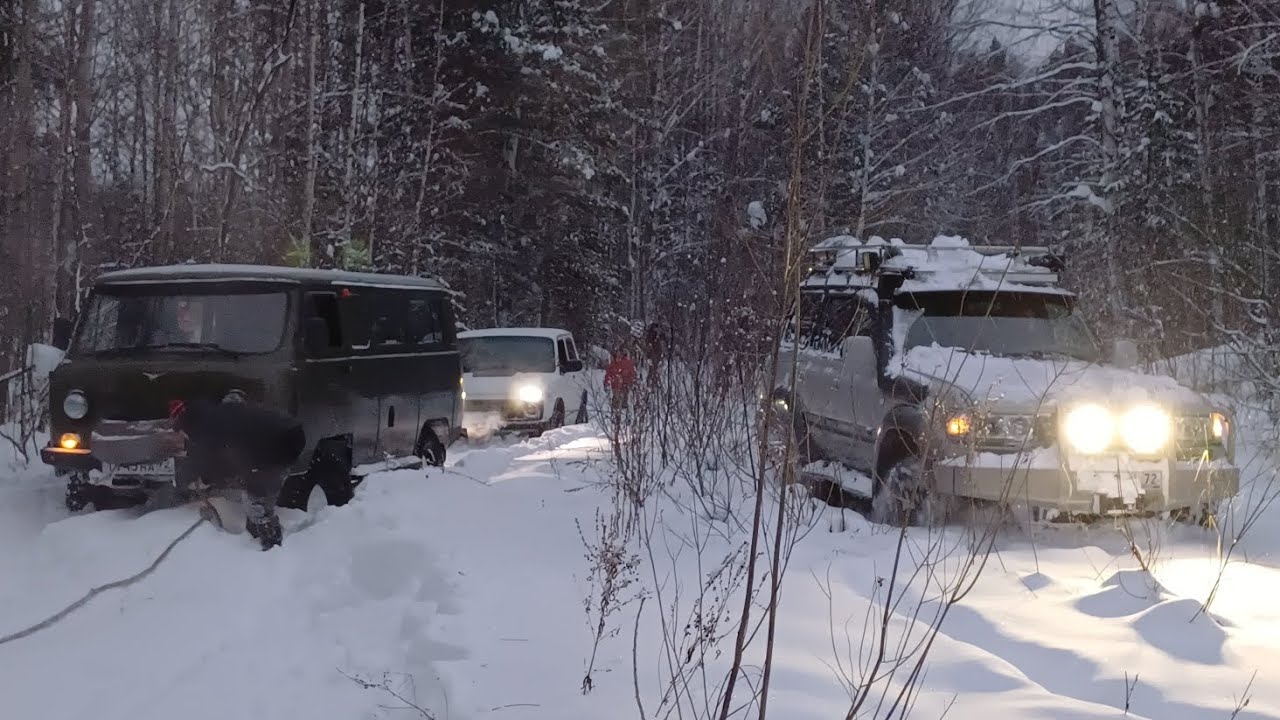 Внедорожный выезд в глубокий снег на Тойота Ленд Круизер 80, Нивах, УАЗах, Соренто и Эскудо