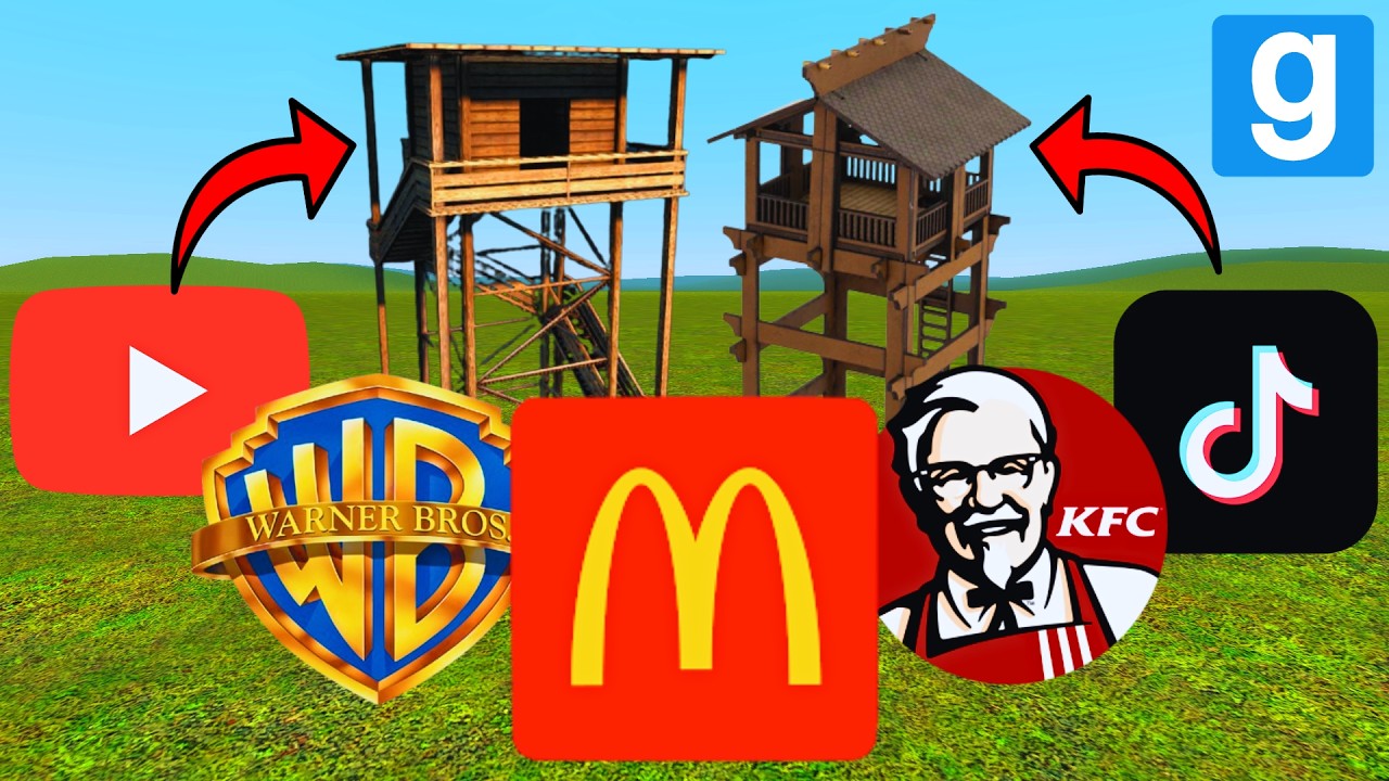 Youtube, Netflix, Tiktok, KFC & Warner Bros. Nextbots VS Towers in Garry's Mod