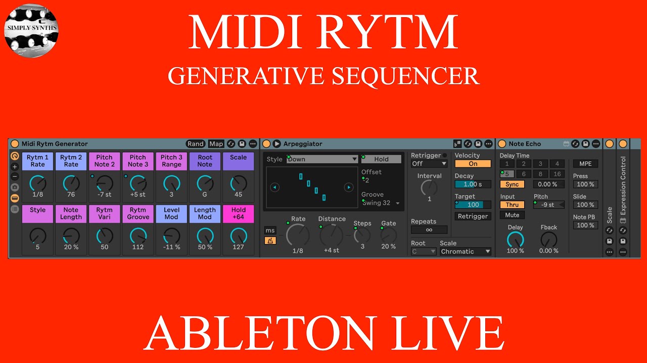 Ableton Live 12 - MIDI Rhythm Effect Rack for Generative Sequences or Music
