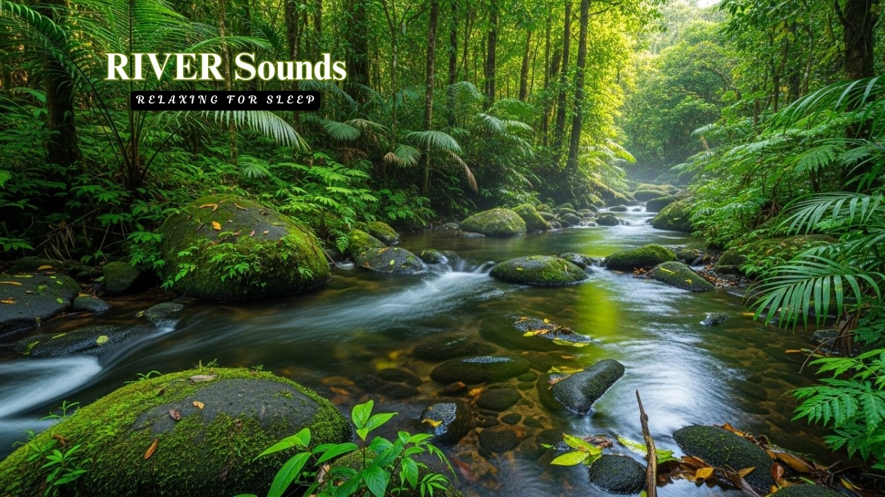 Deep Sleep Mountain River & Waterfall Ambience | Natural Water Sounds All Night