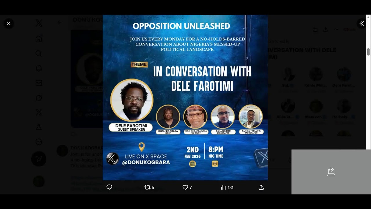 In Conversation with Dele Farotimi - Donu Kogbara X Space|Trending Issues