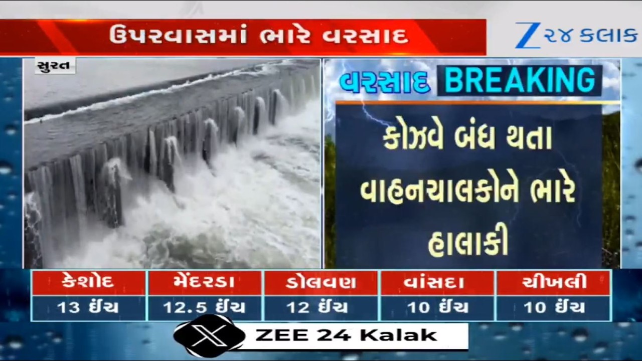 Causeway joining Rander-Katargam overflows following heavy rains in Surat, closed for vehicles