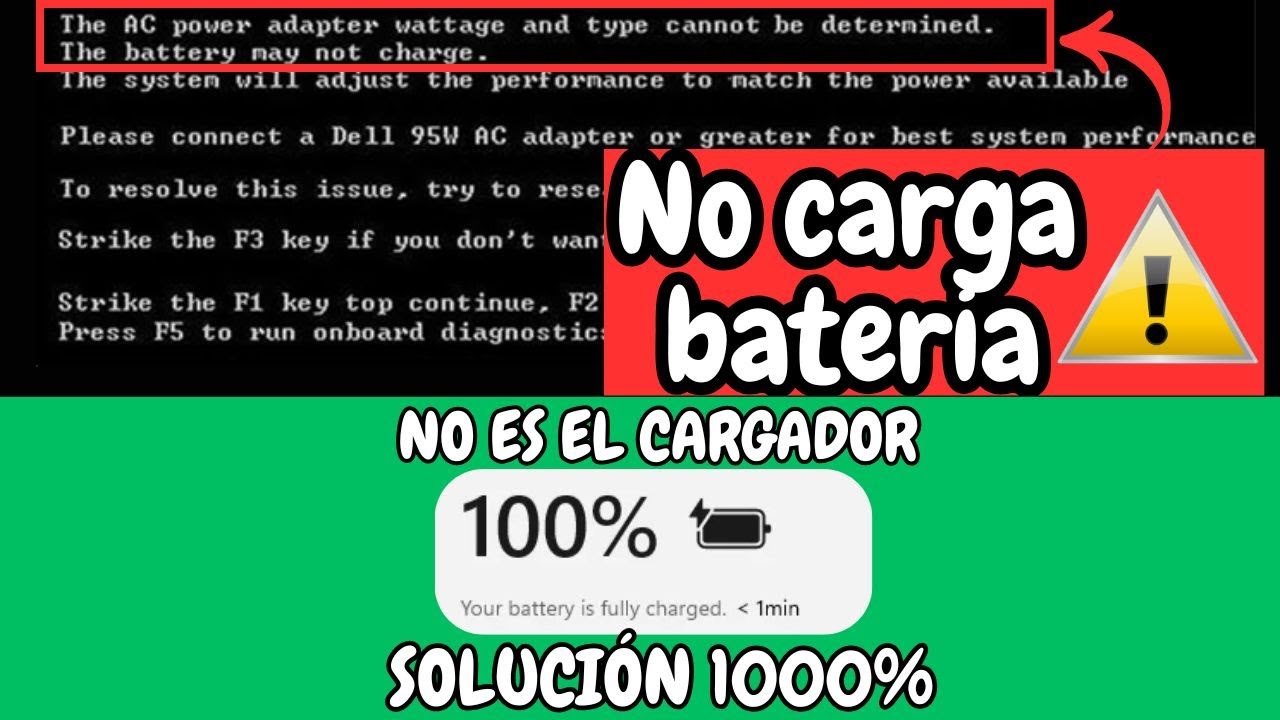 💻 Laptop Dell no carga la batería | Error AC Power Adapter Wattage and Type Cannot Be Determined 🔌🔧