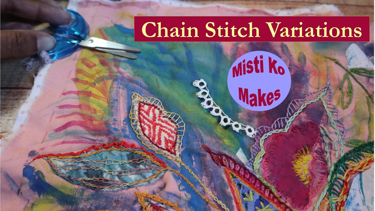 Easy chain stitch variations for my year long project, including reverse and open chain stitches