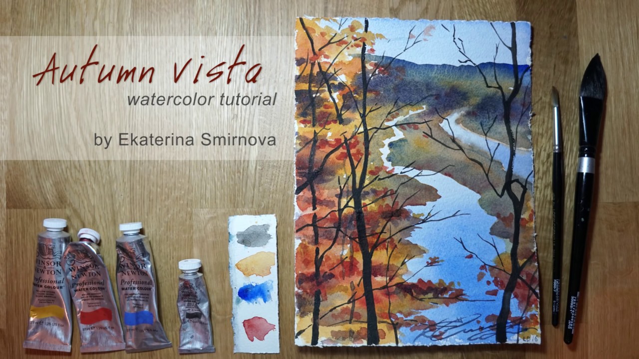 Autumn Vista, watercolor tutorial