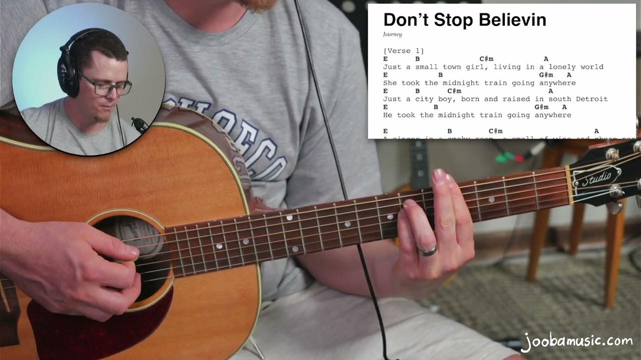 Dont stop Believin Guitar Tutorial // Journey (Acoustic Guitar)