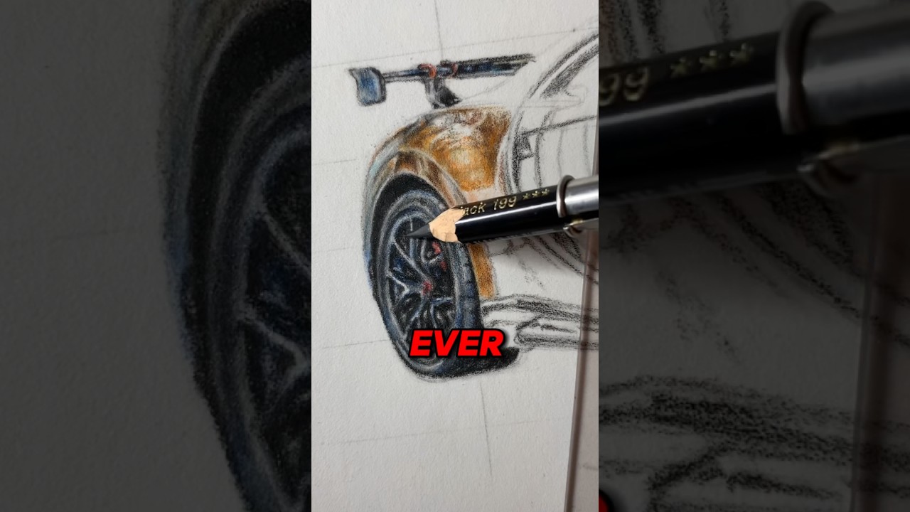 My 1st Realistic Car Drawing! ✍️