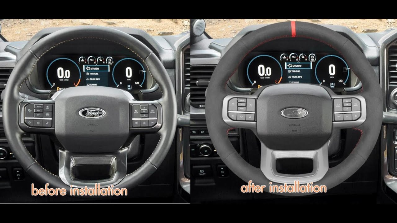 MEWANT---for Ford F-150 / F-150 2021-2023 Lightning Hand Stitch Car Steering Wheel Cover Installing