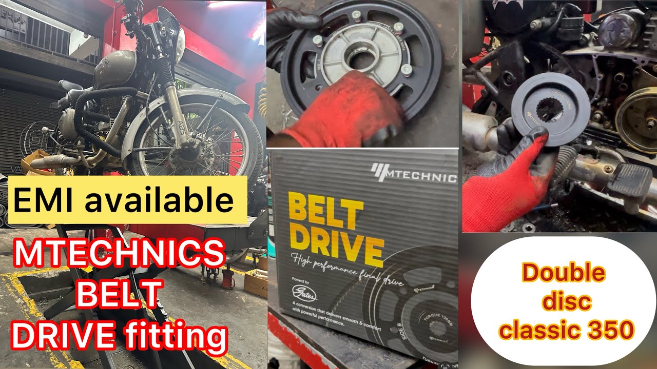 Mtechnics belt drive fitting in double disc classic 350 #mtechnics #beltdrive #classic350 #riders
